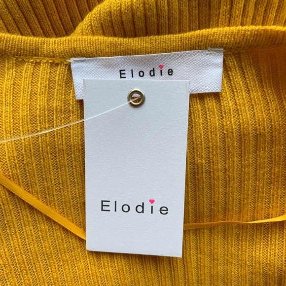 NWT Elodie ribbed mustard wrap style sweater - Picture 7 of 8